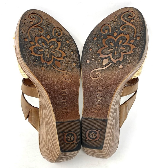 Born Open Toe Slide Straw Wedge Brown Womens 6 - Picture 7 of 8